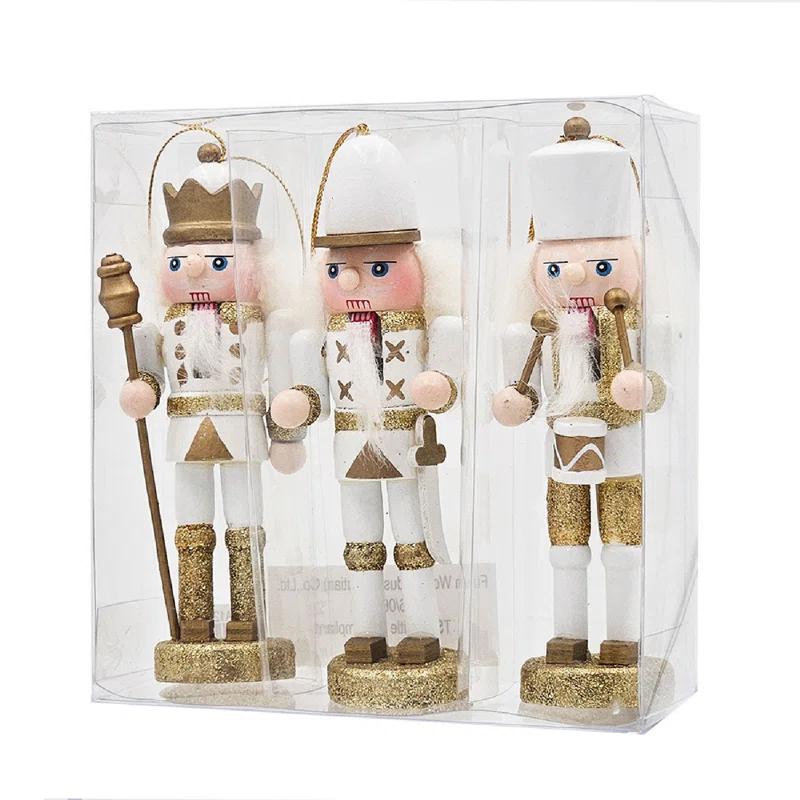 A&B Home 5" Nutcracker Ornaments - Set of 9 - White/Gold (Set of 9)
