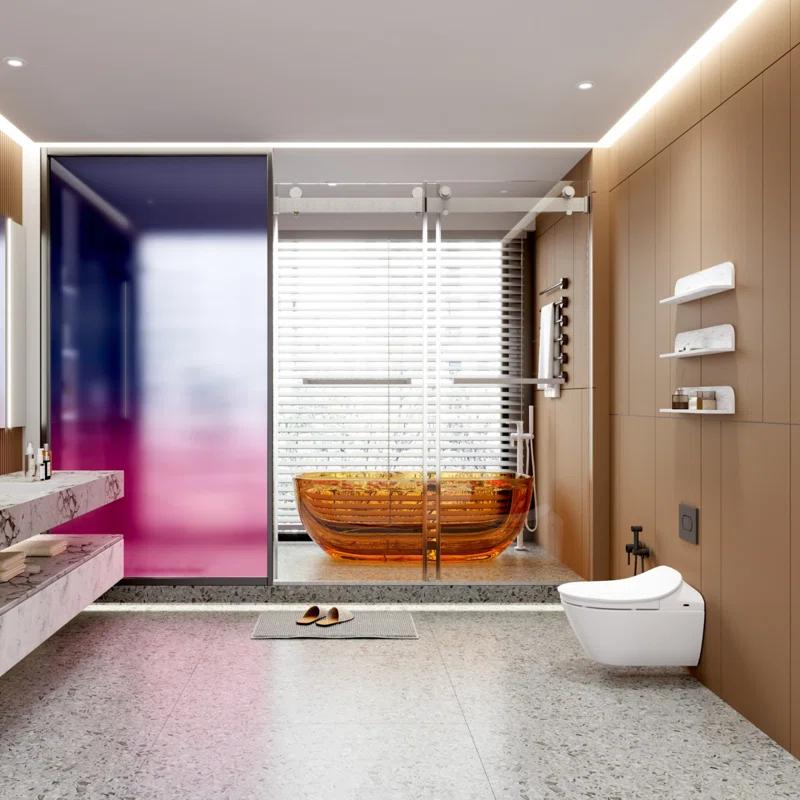 LILI 56-60"W x 76"H Dual Sliding Shower Door, Modern Style AADSH5676LL