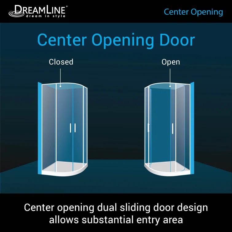 DreamLine Prime 33" W x 33" D x 74.75" H Semi-Frameless Sliding Shower Enclosure with Base Included DL-6701-06FR