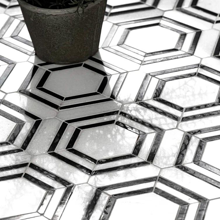 Bianco Dolomite 11" x 13" Polished Marble Mesh-Mounted Mosaic Sheet Tile