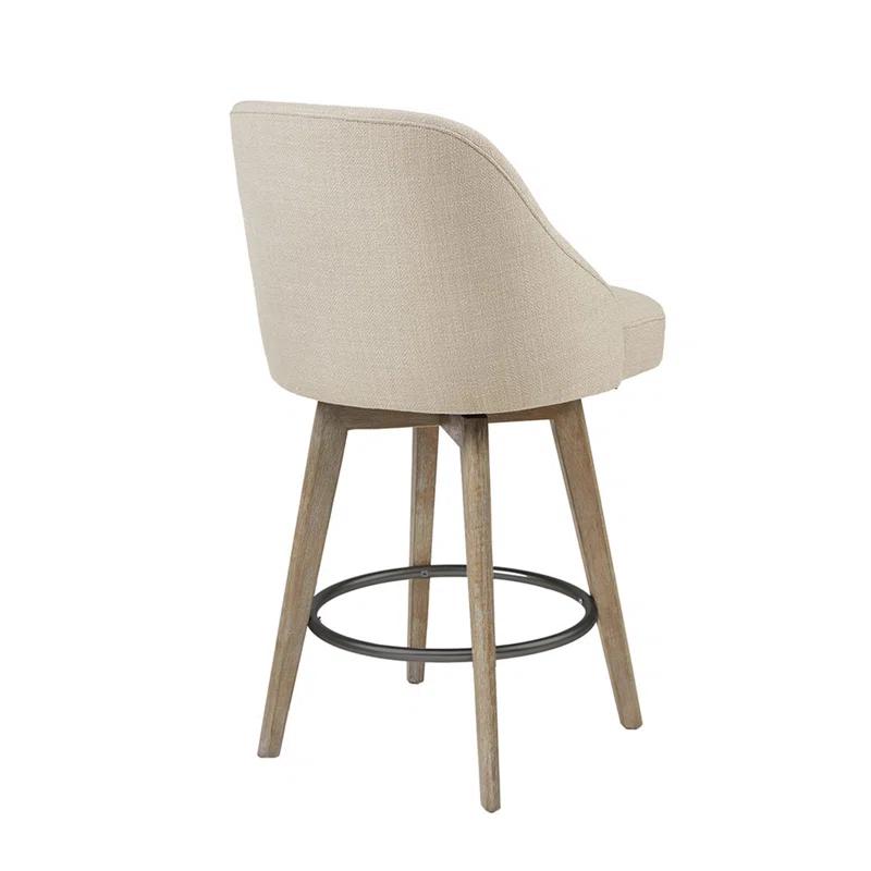 Everly Quinn Stylish Counter Stool With Swivel Seat And Solid Wood Legs