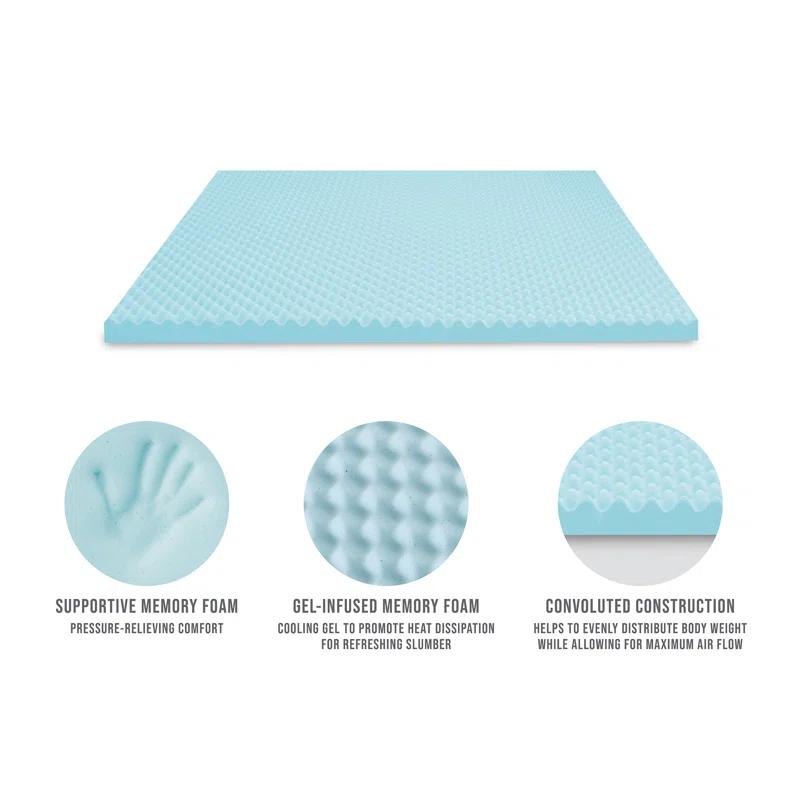 BodiPEDIC 2.5'' Gel Memory Foam Convoluted Mattress Topper