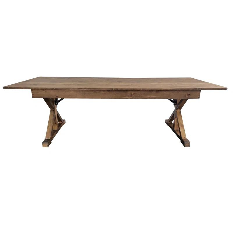 Flash Furniture Eternity Rectangular Solid Pine Farm Dining Table with Folding X-Style Legs