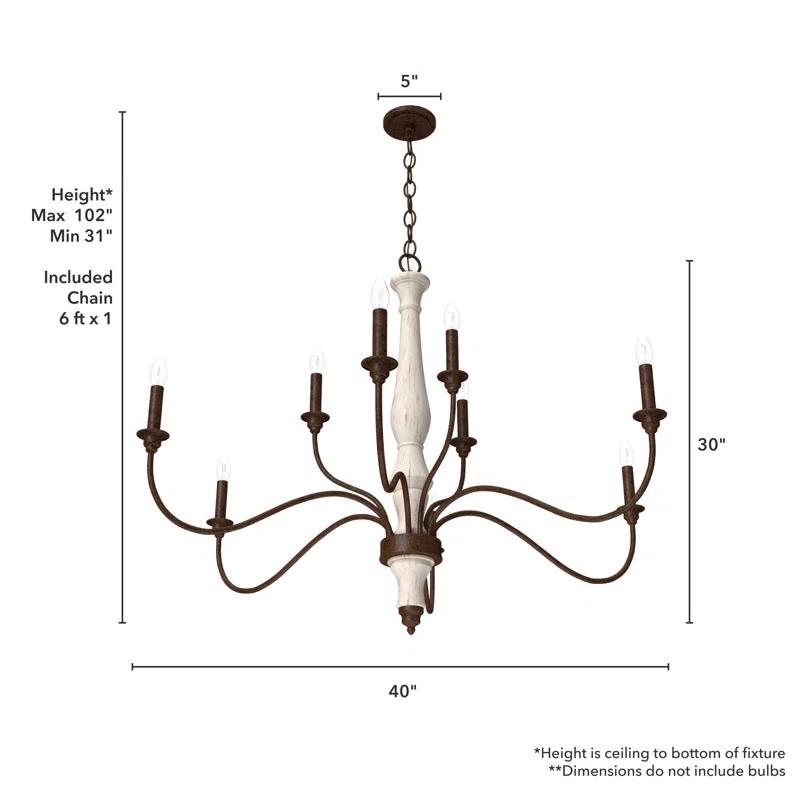 Hunter Fan Teren 9 - Light Candle Style Tiered Chandelier