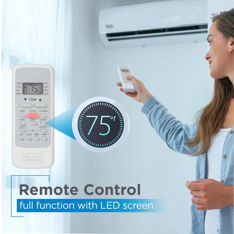BLACK+DECKER 12,000 BTU Inverter Mini Split Air Conditioner with Heat Pump, Cools & Heats Up To 550 Sq. Ft.