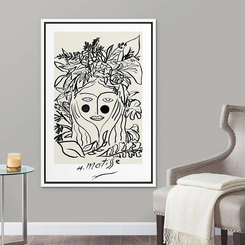 SIGNLEADER Abstract Black Floral Woman Artwork Modern Wall Art Framed Canvas by Henri Matisse Painting Print