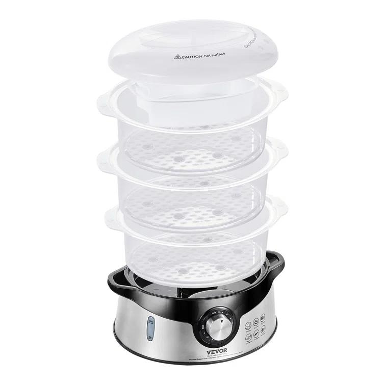 VEVOR VEVOR 9.5Qt Electric Food Steamer 3-Tier Vegetable Steamer & 60 Min Timer 800W