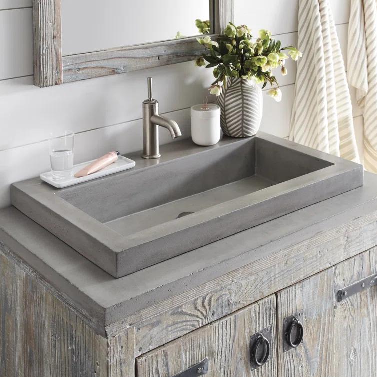 Trough Handmade Rectangular Drop-In Bathroom Sink