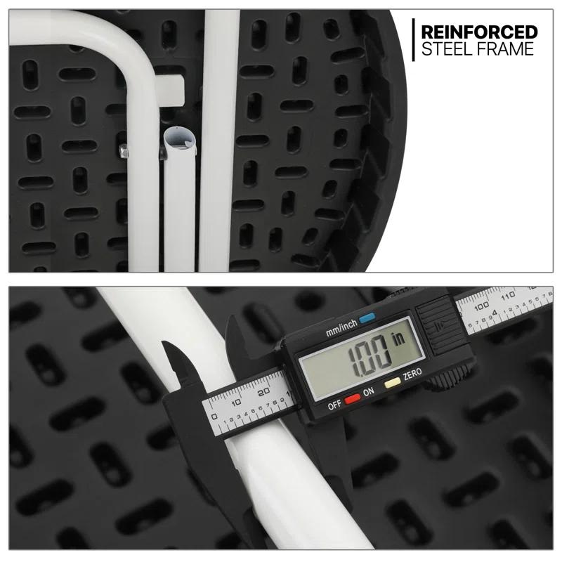 MoNiBloom 31.5" Round Folding Banquet Table, Portable Plastic Coffee Card Dining Table for Outdoor Party Event