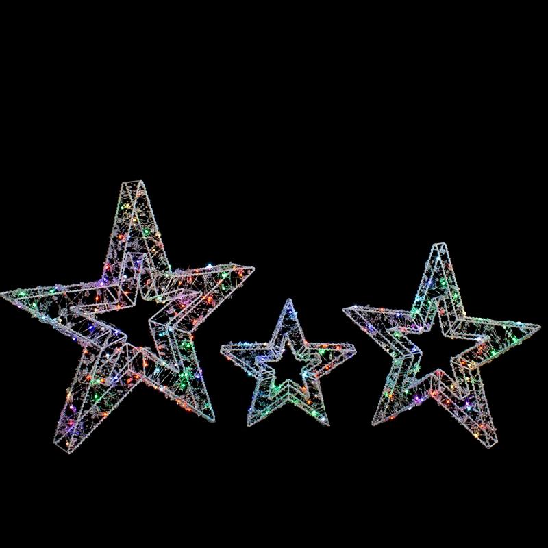 Northlight Seasonal Set of 3 LED Lighted Color Changing Stars Outdoor Christmas Decorations 23"