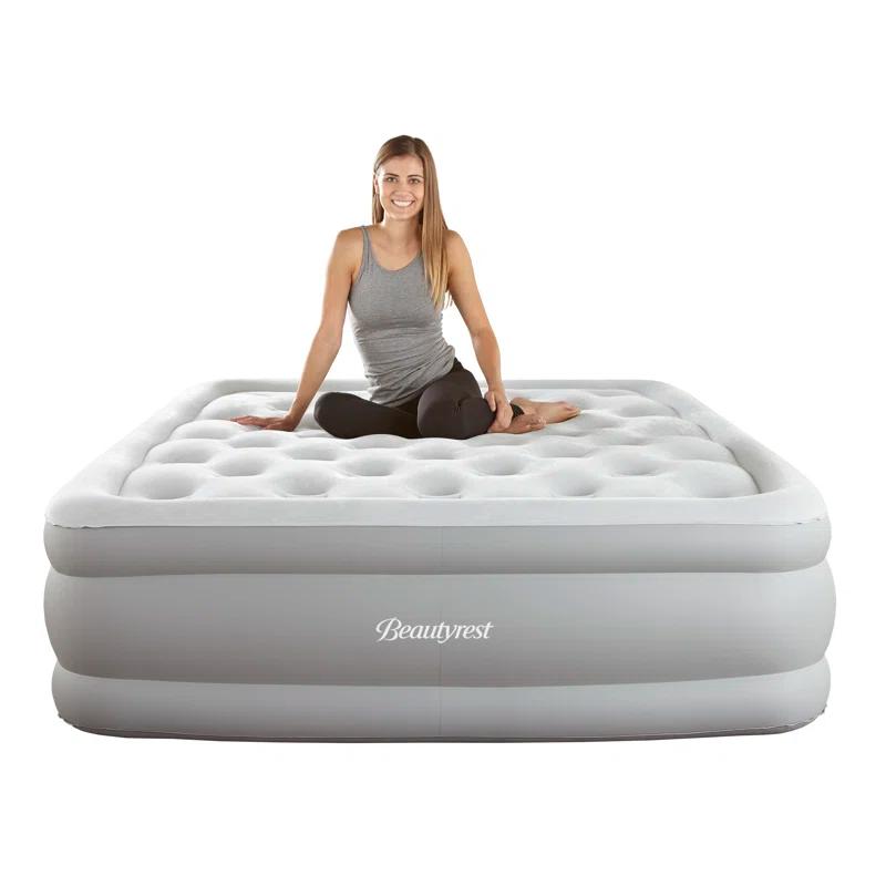 Beautyrest Beautyrest Sky Rise Inflatable Air Mattress, Electric Air Pump, Puncture Resistant Vinyl, Guest Bed