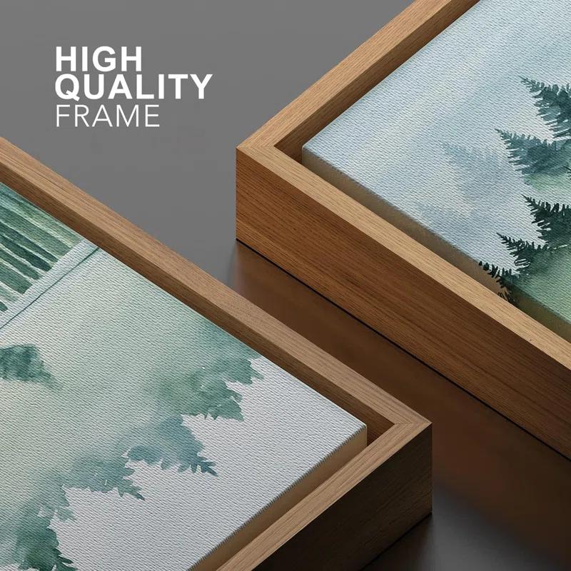 IDEA4WALL Woodland Forest Landscape " IDEA4WALL Framed Canvas Print Wall Art Woodland Nursery Decor Pastel Green Pine Tree Forest Landscape Nature Wilderness Fine Art Decorative Rustic For Living Room, Bedroom, Office "