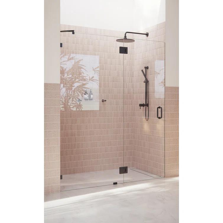 Glass Warehouse Halo 61.5 in. x 78 in. Frameless Glass Hinge Shower Door GW-GH-61.5-MB