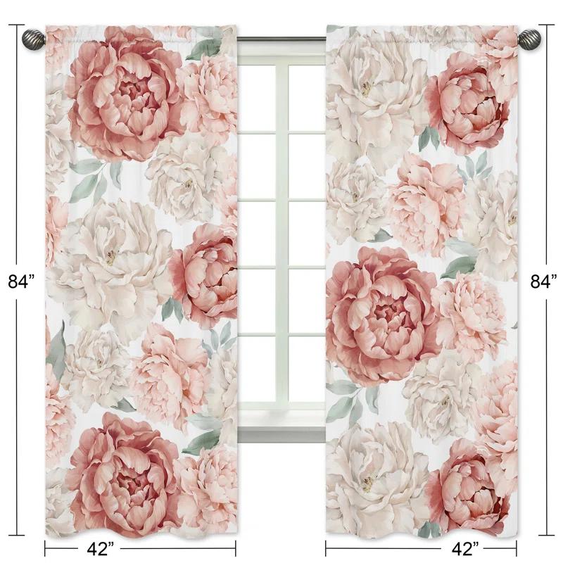 Sweet Jojo Designs Peony Floral Garden Pink and Ivory Semi-Sheer Rod Pocket Curtain Panels by Sweet Jojo Designs (Set of 2)