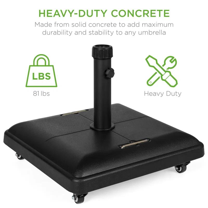 Arlmont & Co. Ristin 81 lb. Heavy Duty Concrete Rolling Patio Umbrella Base Stand with Locking Wheels