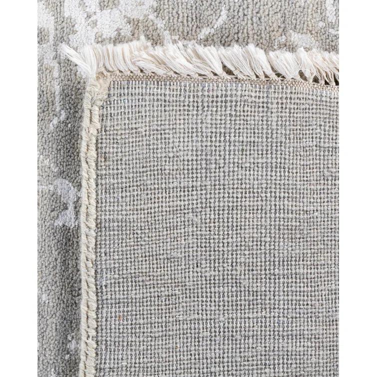 Gray Hand-Knotted Wool and Silk Medallion Area Rug, 8' x 10'