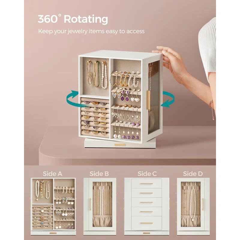 Stack man Jewelry Box 360° Rotating, Jewelry Storage Case With 5 Drawers