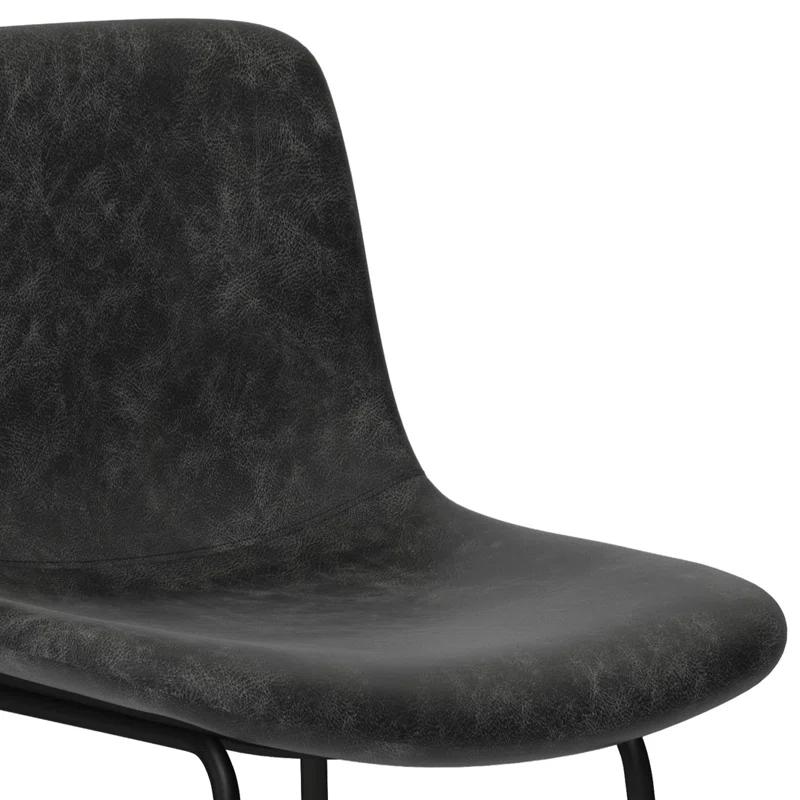 Simpli Home Jolie Upholstered Vegan Faux Leather Contemporary Counter Stool with Padded Bucket Seat and Footrest | Wayfair