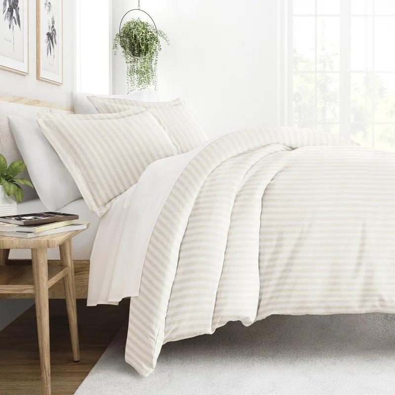 IEnjoy Home Becky Cameron Puffed Rugged Stripe Duvet Cover Set