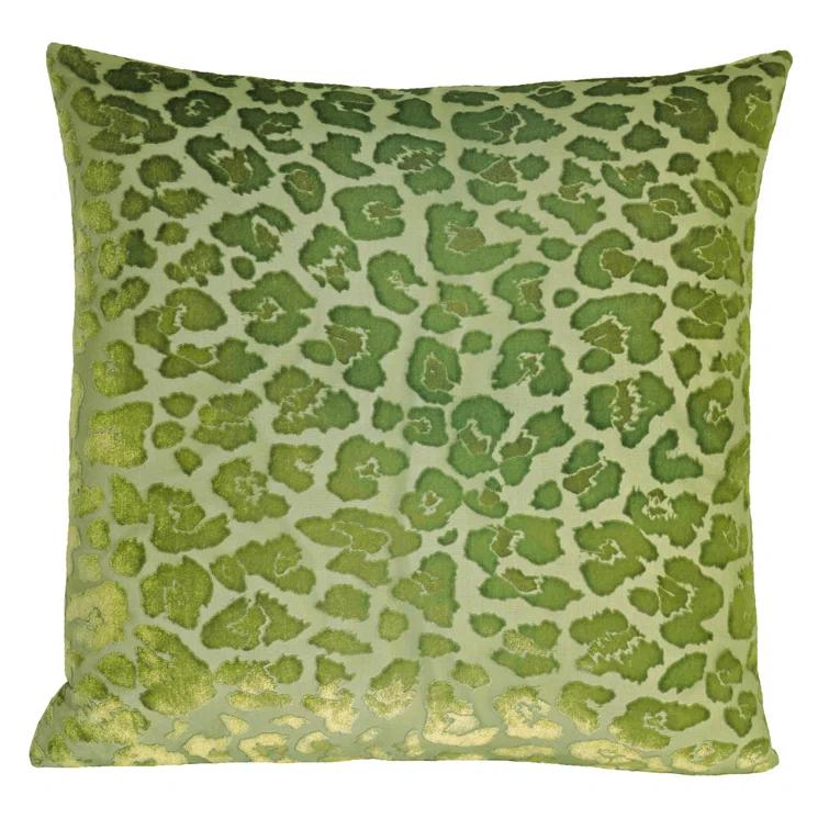 Kevin O'Brien Studio Leopard Animal Print Silk/Rayon/Velvet Reversible Throw Pillow