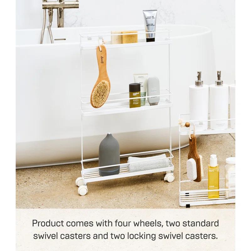 Yamazaki White Steel Rolling Kitchen Storage Cart