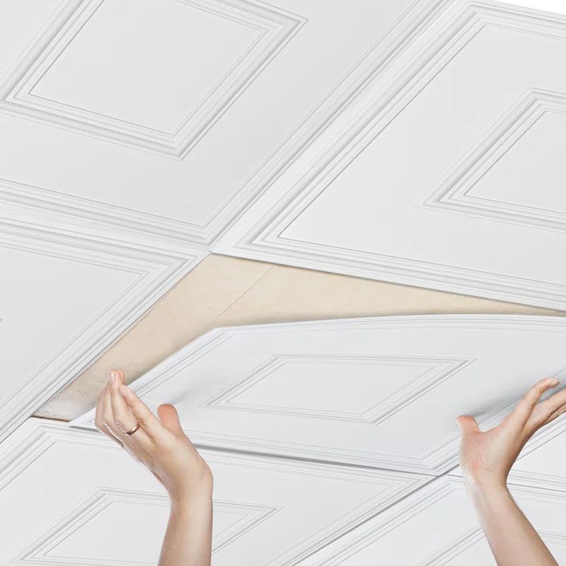 VEVOR Ceiling Tiles 12-Pack 24 x 24 in PVC Easy Installation White Geometric (Set of 12)