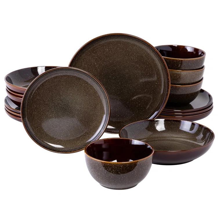 Gibson Elite Edwina 16 Piece Doible Bowl Dinnerware Set