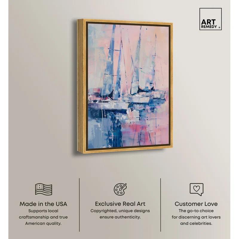 Art Remedy Art Remedy Pastel Sea Breeze Framed Sailing 1 Piece Canvas Wall Art 57710