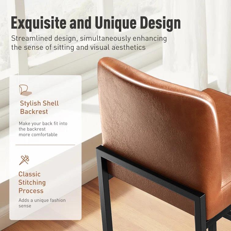 Wade Logan® Catharinus Extra Tall Bar Stool Set - Black Metal Base & Waterproof Faux Leather (Set of 3)