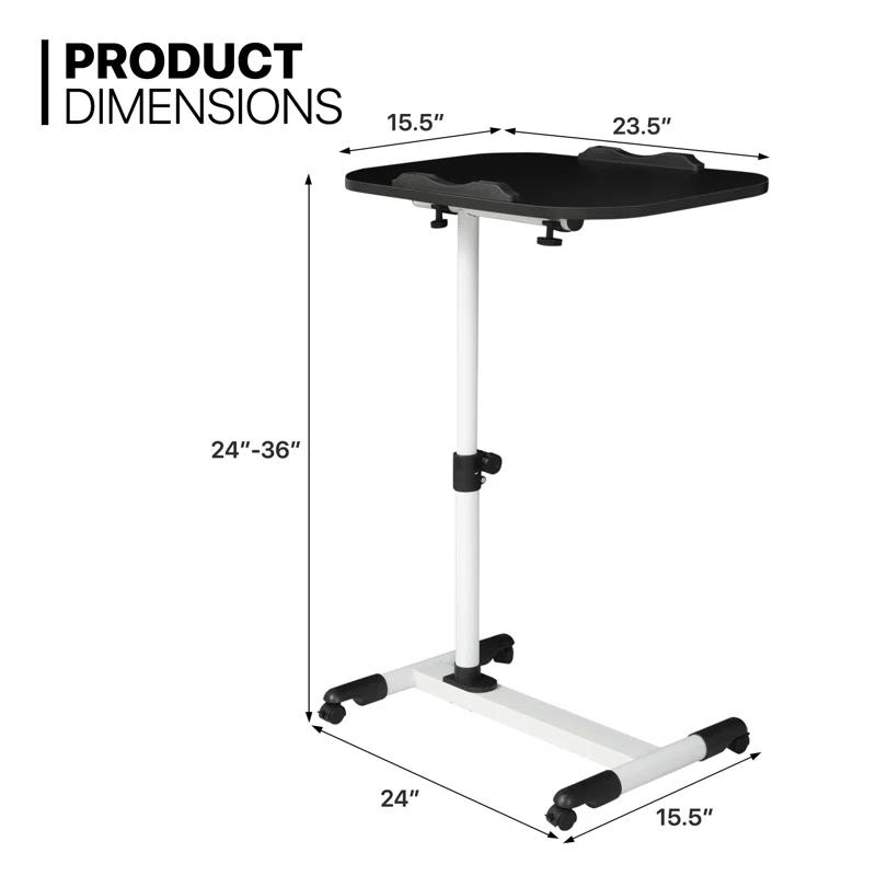 MoNiBloom Mobile Computer Desk, Adjustable Height Standing Table, Laptop Desk Rolling Sit-Stand with Wheels