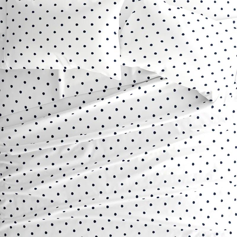 IEnjoy Home Polka Dots Navy & White Pattern Sheet Set