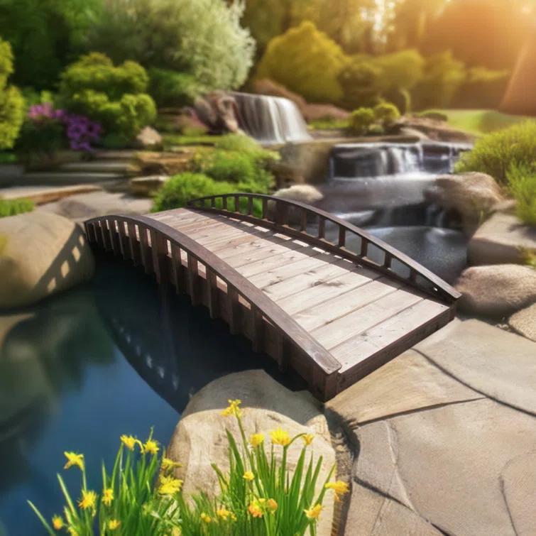Sams Gazebos Crescent Japanese Garden Bridge 8 ft.