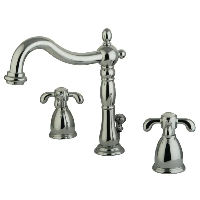 Kingston Brass KB1971TX Kingston Brass French Country Two-Handle 3-Hole Deck Mount Widespread Bathroom Faucet with Pop-Up Drain