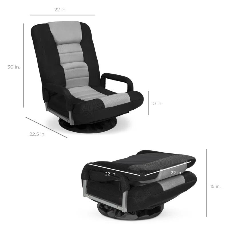Trule Alba 360-Degree Swivel Gaming Floor Chair w/ Armrest Handles, Foldable Adjustable Back