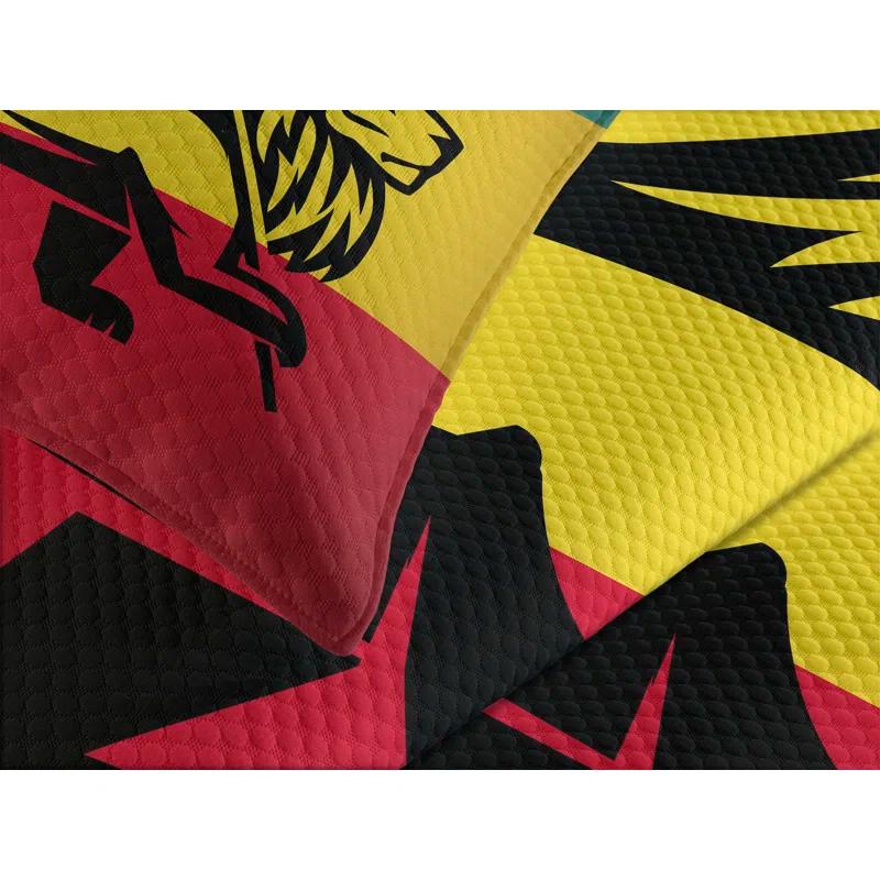 Ambesonne Ambesonne Rasta Bedspread Set Cultural Lion Rastafari Flag Yellow and Black