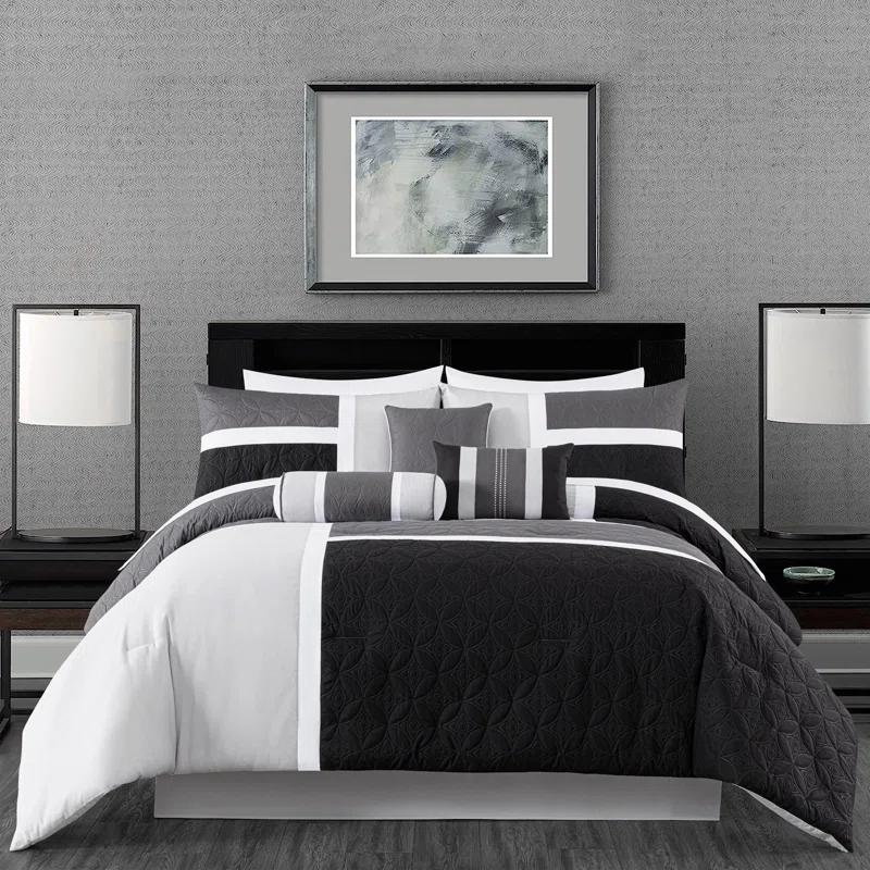 Chezmoi Collection Upland Patchwork 7 Piece Comforter Set