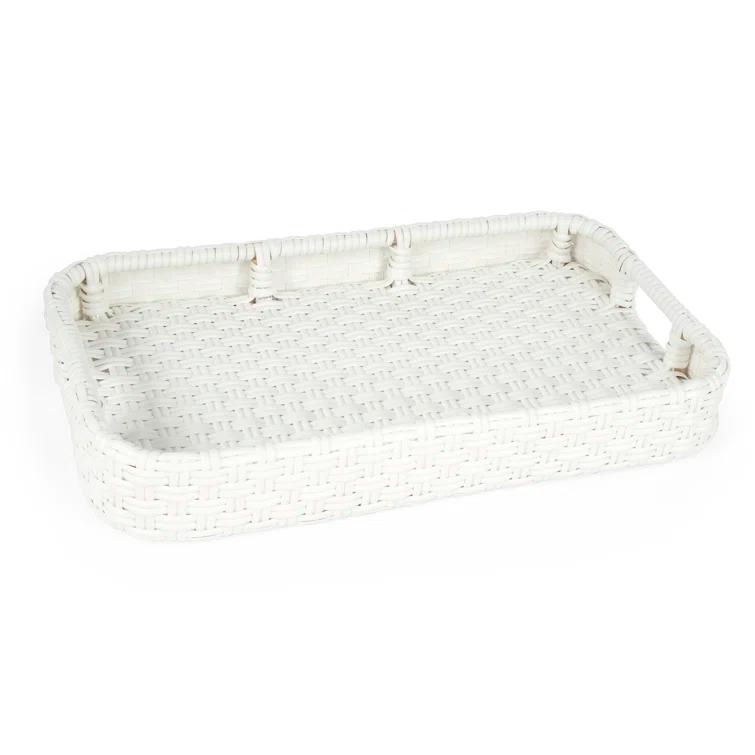 Butler Specialty Company Selena White Rattan Bar Cart