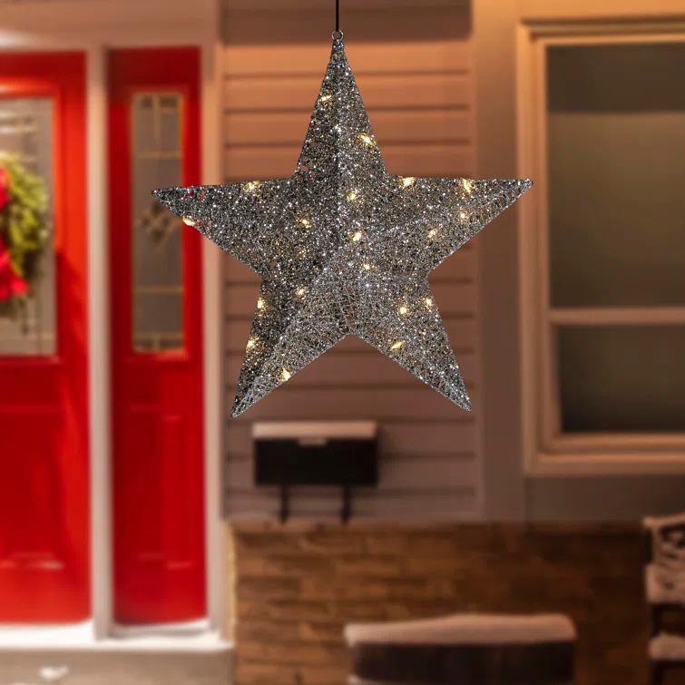 Northlight Seasonal 18" LED Lighted Silver Hanging Star Outdoor Christmas Decoration