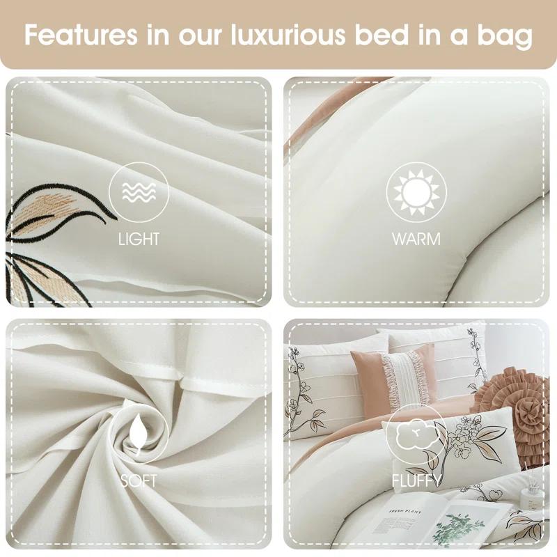 Nanshing America, Inc Raina Microfiber 7 Piece Floral Comforter Set