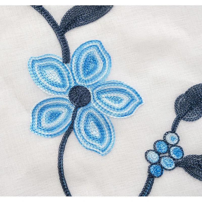 Red Barrel Studio® Embroidery Sheer Curtain 2 Panels Set Luxury Window Curtain Attached Valance With Satin Backing And 2 Tie Backs