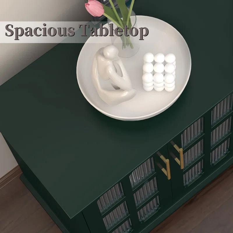 Charlton Home® Gurbachan 47.6-inch Antique Sideboard with Adjustable Shelves and 4 Glass Doors