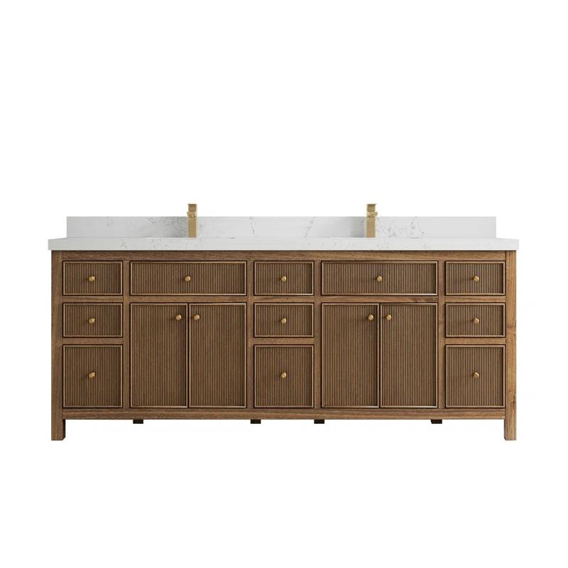 Willow Collections 84'' Double Bathroom Vanity with Quartz Top
