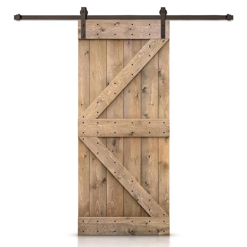 TMS 84'' Solid Wood Paneled Painted with Installation Hardware Kit Barn Door