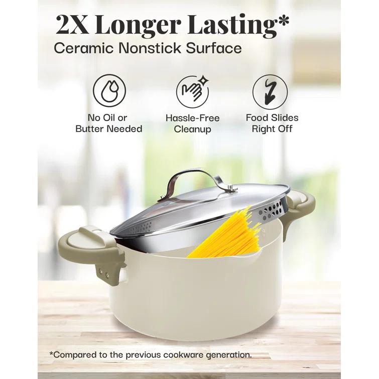 Gotham Steel Gotham Steel Stock Multipurpose Pasta Pot with Strainer Lid & Twist and Lock Handles