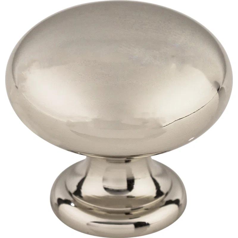 Polished Nickel Round Mushroom Cabinet Knob with Mounting Hardware