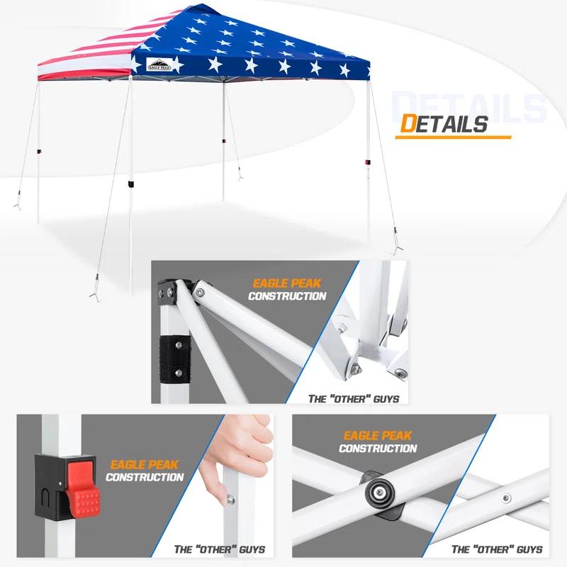 EAGLE PEAK Pop Up Canopies 10 Ft. W x 10 FT. D Metal Party Tent Canopy