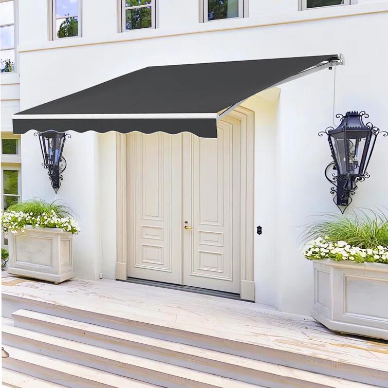 Outsunny Electric Awning, Retractable Awning with Remote Controller and Manual Crank Handle