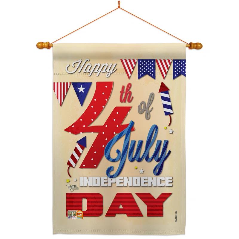 Breeze Decor Double Sided 40'' H x 28'' W Polyester Independence Day Flag Set