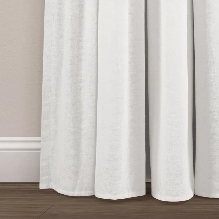 Lush Decor Linen Button Cotton Blend Blackout Curtain Single Panel