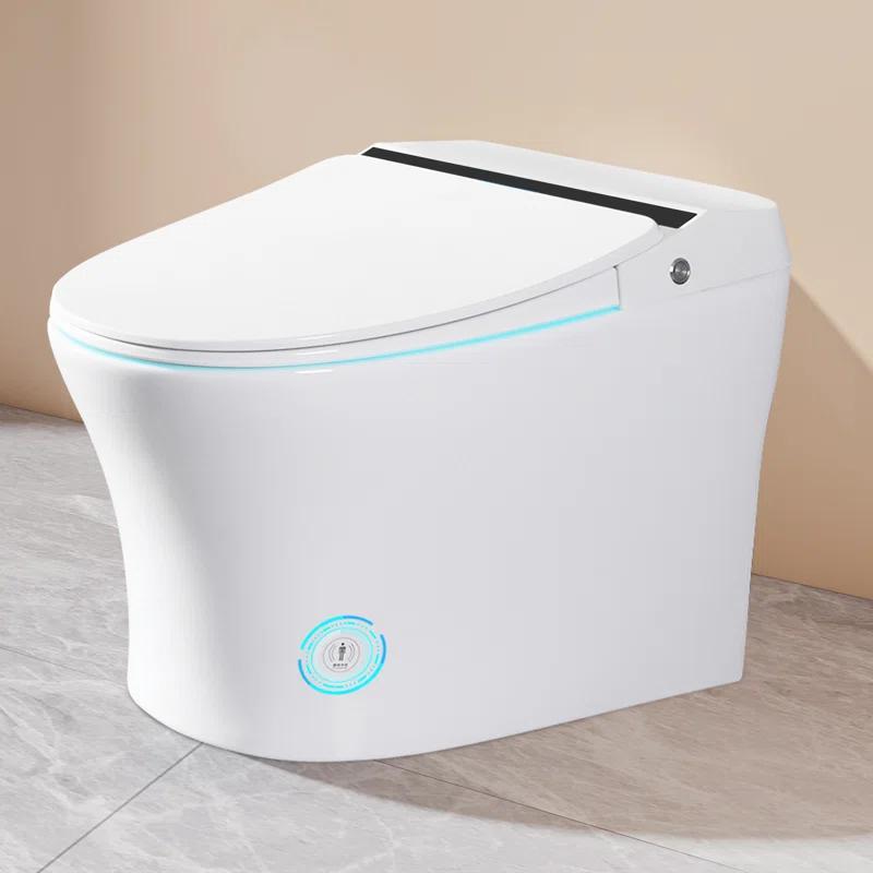 Elongated Smart Toilet Bidet with Auto Flush, Heated Seat, Seating Sensor, Foot Induction Flush